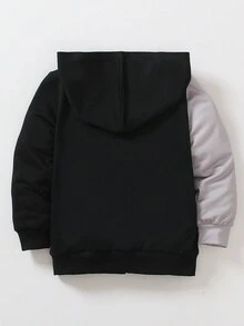 SHEIN 男童恐龙印花3D拼接卫衣 - 黑色 - 查看 2