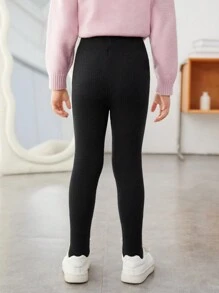 SHEIN 年輕女孩實色有腳毛衣褲