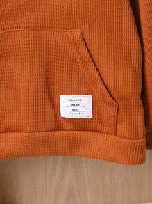 SHEIN Young Boy 3pcs Letter Patched Kangaroo Pocket Sweatshirt - Multicolor - View 5