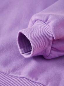 SHEIN Leap Crew Áo nỉ trùm đầu dài tay in họa tiết hoạt hình thường ngày cho bé gái - Màu Lilac Tím - Xem 3