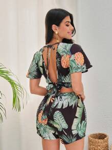 SHEIN 2 Nhiệt đới E Quần short - màu đen - Xem 2