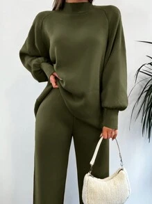 Opstaande hals Raglan mouw Truien & gebreide broek