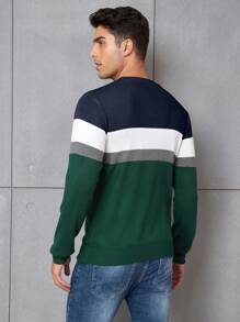 Nam Tương phản Cổ thuyền viên Áo len - màu xanh lá - Xem 2