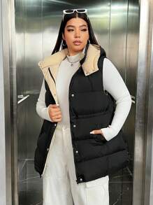 SHEIN EZwear Kích thước lớn Mùa Đông Áo vest - Nhiều màu - Xem 3