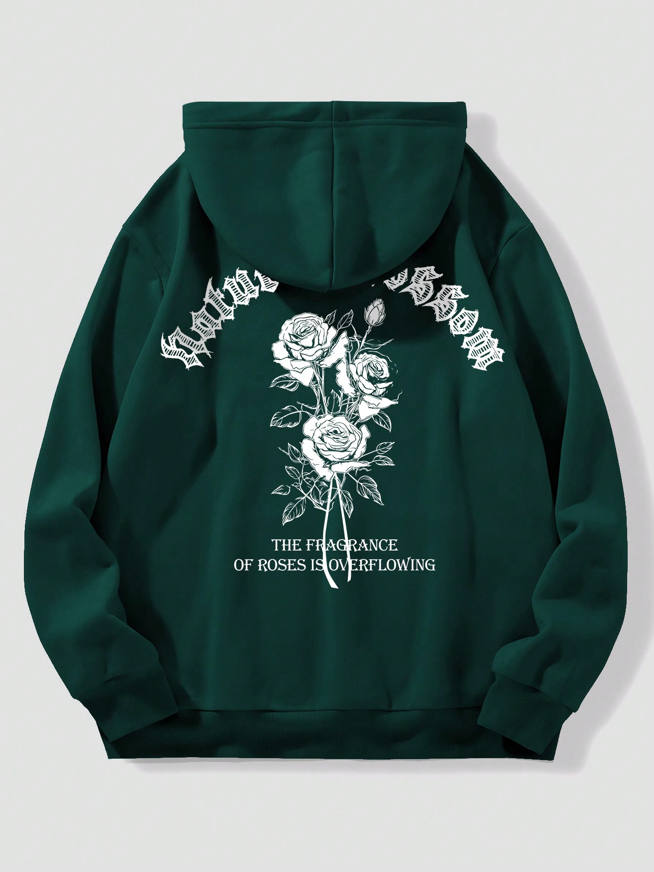 Manfinity Dauomo Men's Casual Stylish Rose & Letter Printed Hoodie