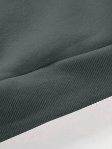 Extended Sizes 男士字樣印花束口帽衫 - 深灰色 - 查看 6