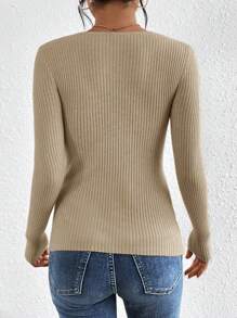 SHEIN Frenchy 毛衣套頭 - 卡其色 - 查看 2