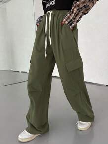 Dazy Star Của phụ nữ Eo dây rút Túi có nắp Quần - xanh quân đội - Xem 7