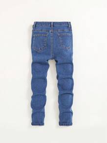 SHEIN Tween Boy Letter Graphic Ripped Jeans