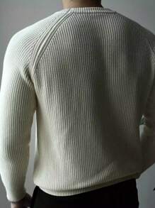 Men Solid Raglan Sleeve Sweater - White - View 2