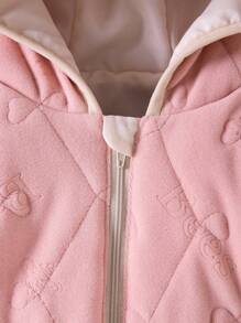 Baby Boy Solid Zip Up Hooded Padded Coat - Dusty Pink - View 4