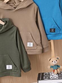 男童三件套字母贴袋鼠口袋卫衣 - 彩色 - 查看 8