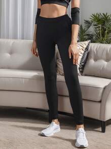 Slant Pocket Skinny Pants - Black - View 1