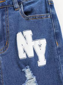 SHEIN Tween Boy Letter Graphic Ripped Jeans