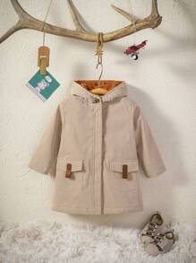 Mały chłopiec Kieszenie z klapką Z Kapturem Płaszcze - Kolor khaki - Zobacz 1