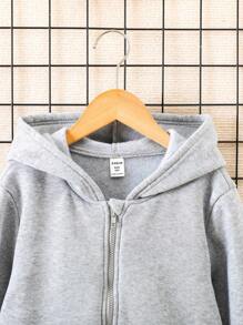 SHEIN Explorewe Moletom Com Capuz Infantil Masculino Em Cor Sólida Com Zíper Frontal