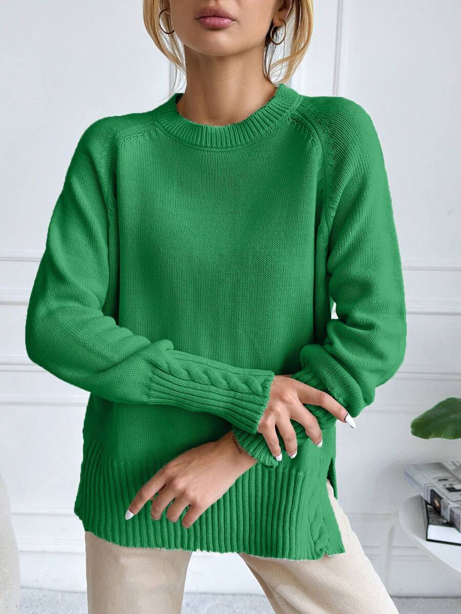 EURMUSE Jersey de manga raglán bajo con abertura - Verde - Ver 1
