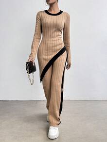 SHEIN Essnce 毛衣兩件套 - 駝色 - 查看 3