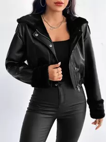 Firerie Giacche collo borg foderato teddy corto PU - nero - Visualizzare 4