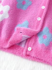 SHEIN Girls' Big Butterfly Pattern Cardigan - Multicolor - View 5