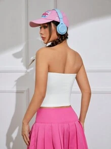 SHEIN EZwear Letter Graphic Tube Top - White - View 2