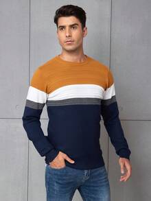 Men's Striped Sweater - Navy Blue - View 6