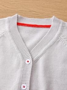 Baby Girls' Button-Front Cardigan With Reindeer Pattern And Raglan Sleeves Autumn Fall - Grey - View 3