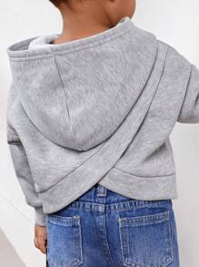 SHEIN 女婴休闲印花灰色长袖抓绒卫衣 - 灰色 - 查看 6