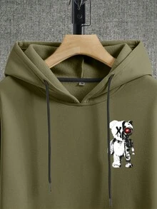 Manfinity Homme Nam Gấu Hoạt hình áo có mũ Thời gian rảnh rỗi Áo nỉ - xanh quân đội - Xem 6