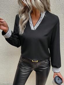 SHEIN Frenchy Colorblock Sequin Panel Top - Multicolor - View 3