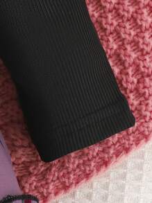 女嬰印花木耳邊荷葉邊洋裝 - 黑色 - 查看 3