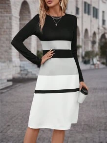 SHEIN Clasi Khối màu Đầm - Nhiều màu - Xem 3