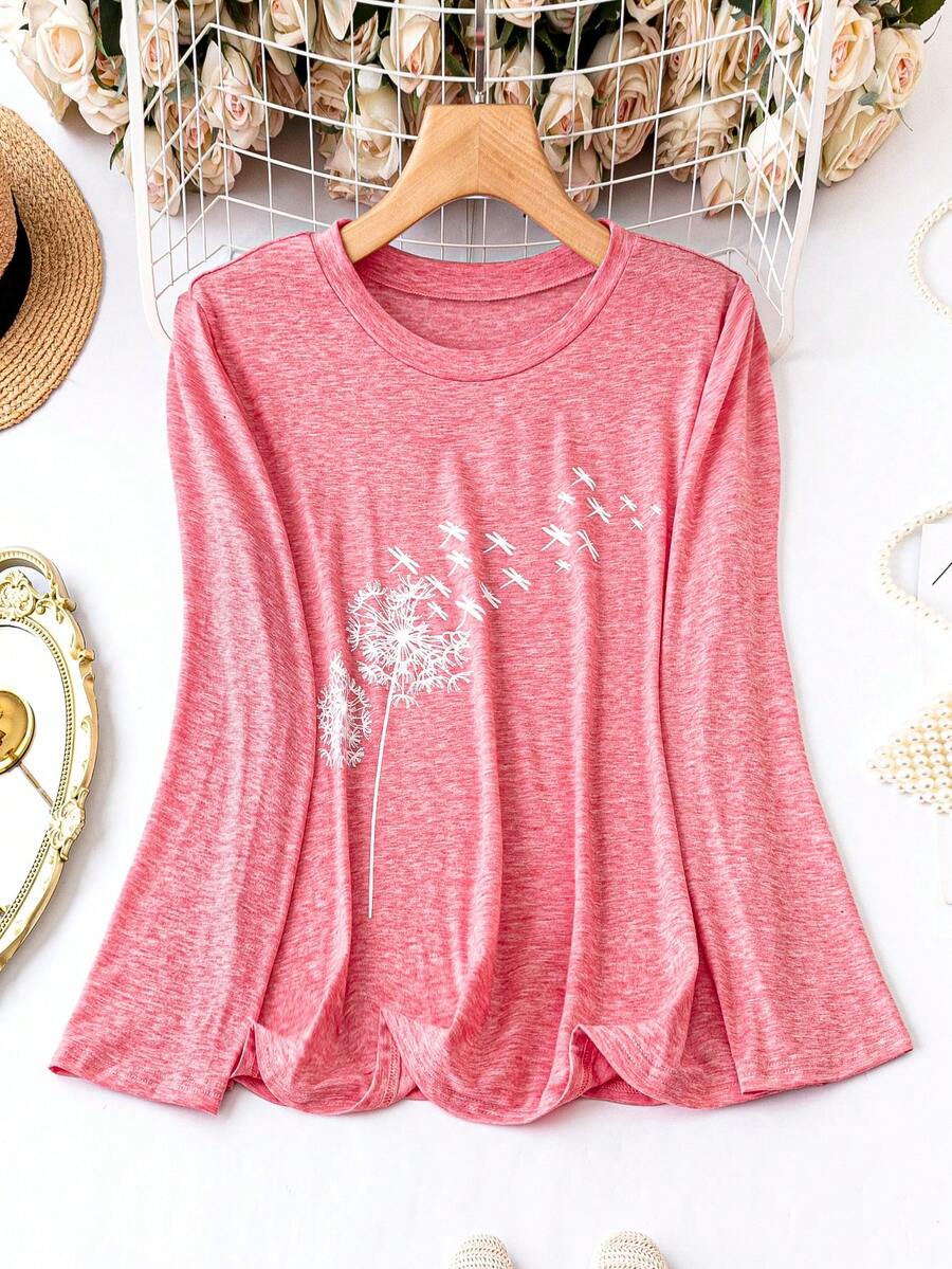 Celure 大碼蒲公英印花T恤 - 粉色 - 查看 1