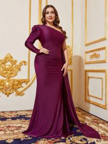 Vestidos de Promoción y Noche de Mujer Plus - Morado - Ver 6