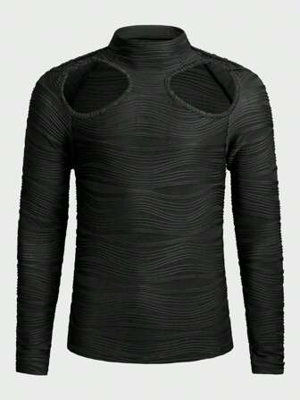 ROMWE Avant Camiseta De Hombre Con Cuello Alto Y Huecos