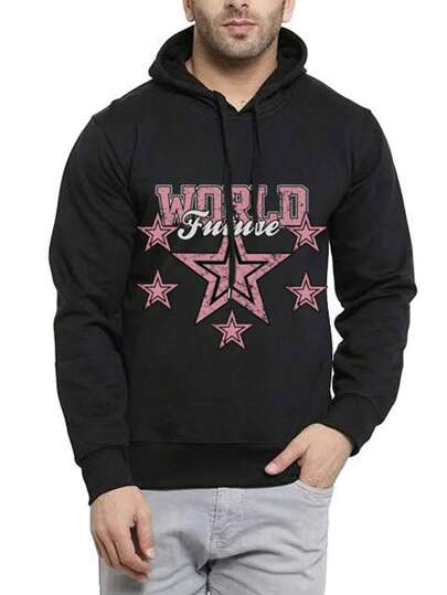 Street Life Guys Star & Letter Graphic Drawstring Hoodie