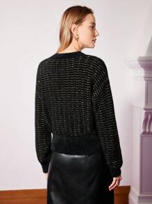 MOTF PREMIUM FUZZY METALLIC KNIT SWEATER - Black - View 8