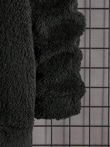 GENTILAND 男士連帽毛絨衛衣,帶有字母刺繡細節 - 黑色 - 查看 4