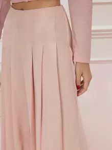 Enchnt Solid Wide Leg Pants - Pink - View 6