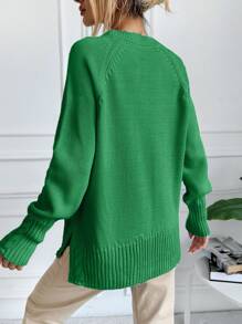EURMUSE Jersey de manga raglán bajo con abertura - Verde - Ver 2