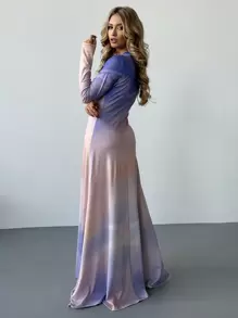 SHEIN Privé Ombre Print Maxi Dress - Multicolor - View 2