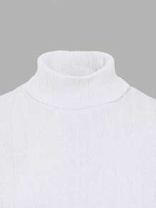 RueChic Men Turtleneck Ribbed Knit Sweater - White - View 4