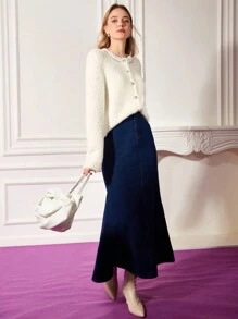 MOTF PREMIUM FUZZY KNIT RHINESTONE CARDIGAN