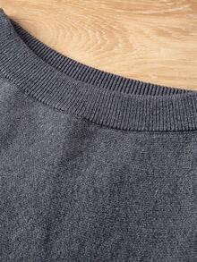 SHEIN Young Girl Solid A-Line Sweater Skirt - Grey - View 4