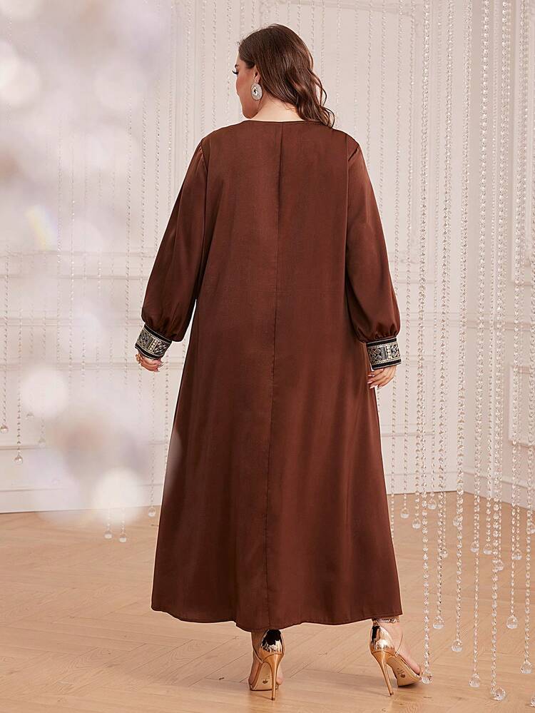 Plus Colorblock Contrast Tape Split Hem Dress