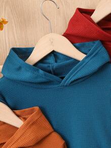 SHEIN Young Boy 3pcs Letter Patched Kangaroo Pocket Sweatshirt - Multicolor - View 6