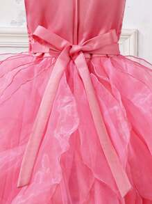 Girls' Sleeveless Mesh Princess Dress For Big Kids - Watermelon Pink - View 4
