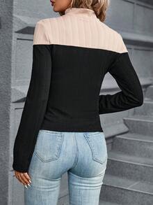 SHEIN Clasi 雙色調高領t恤 - 彩色 - 查看 2