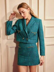 MOTF PREMIUM Blazer Tondu En Tweed