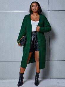 Maweii Áo khoác cardigan thả vai dệt kim cỡ lớn - màu xanh lá - Xem 5